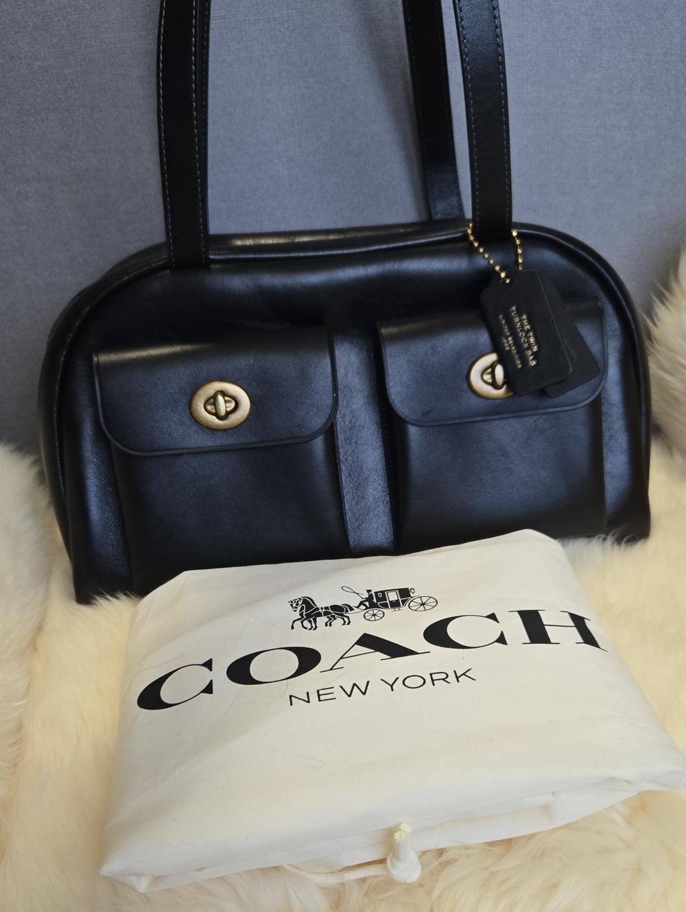 Coach Twin Turnlock Cargo Shoulder Bag In Black